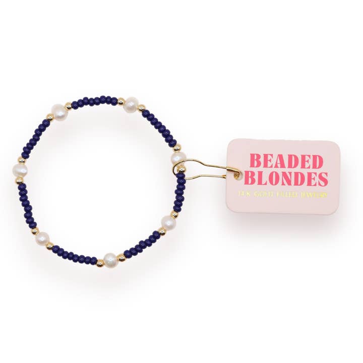 Navy Pearl Bracelet for wholesale by Beaded Blondes