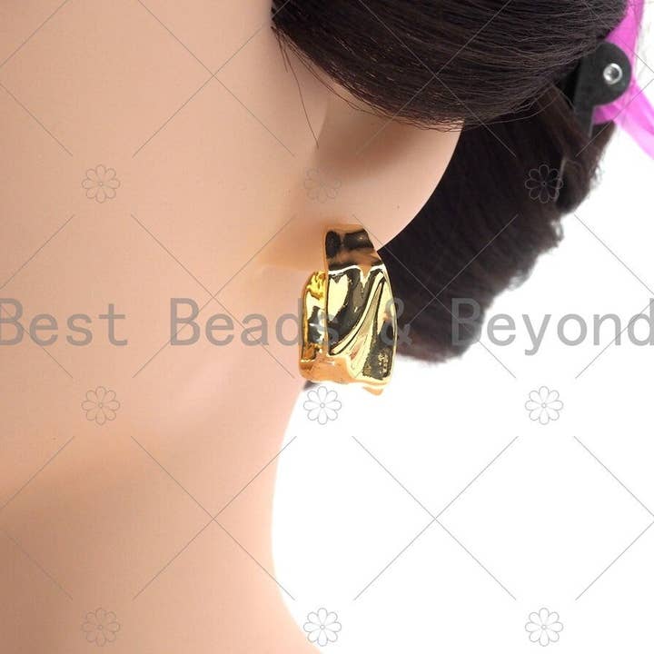 BestBeads&Beyond - Wholesale Hoop Earrings - Textured Twisted Hoop Earrings, Bold Gold Hoop Earrings, Chunky Earrings, Statement Hoops, Gold Hoops Earring, Minimal earrings,sku#EF06