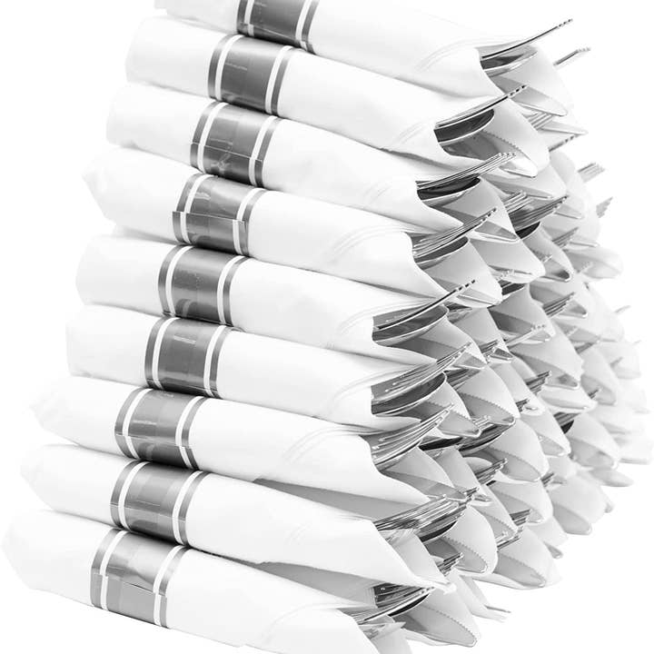 Portofino International Trading, USA - Wholesale Assorted Cutlery Set - Premium Pre-rolled Napkin and Plastic Cutlery Set - 50 sets2