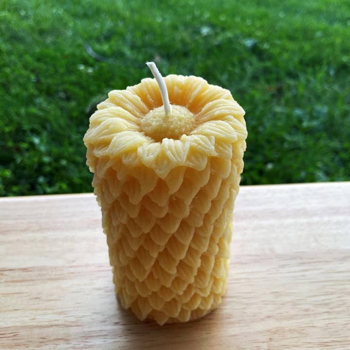 Sunflower Beeswax Pillar Candles for wholesale by Bees Light Candles