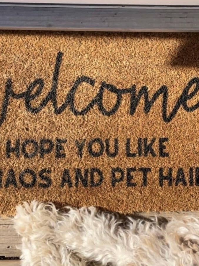 Bienvenue. J'espère que vous aimez Chaos and Pet Hair | paillasson pour la vente par Wooden Arrow Designs