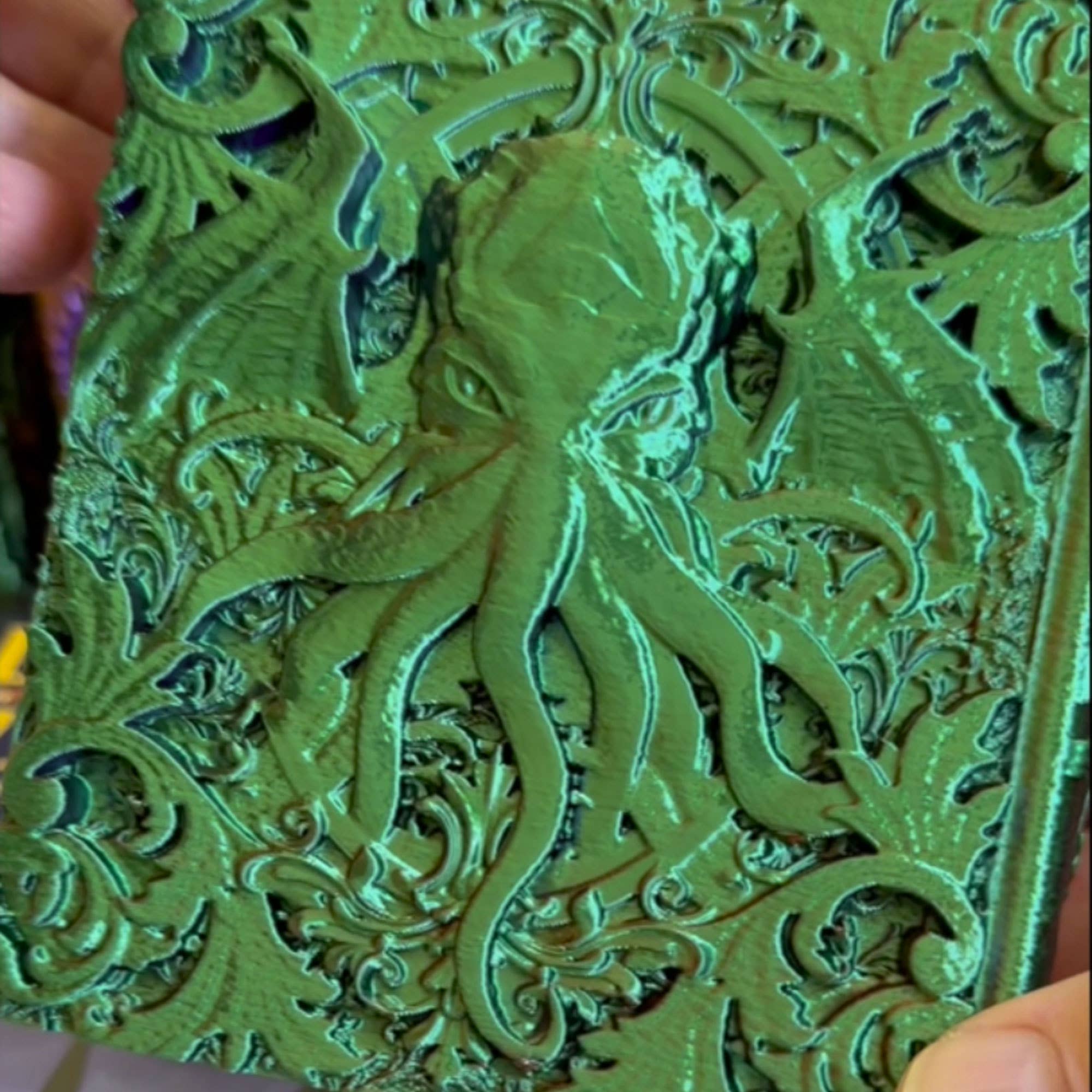 American Carver LLC - Wholesale Dice - Lovecraft Storage Tome for TTRPG, MTG, Pokemon, D&D Gaming!4