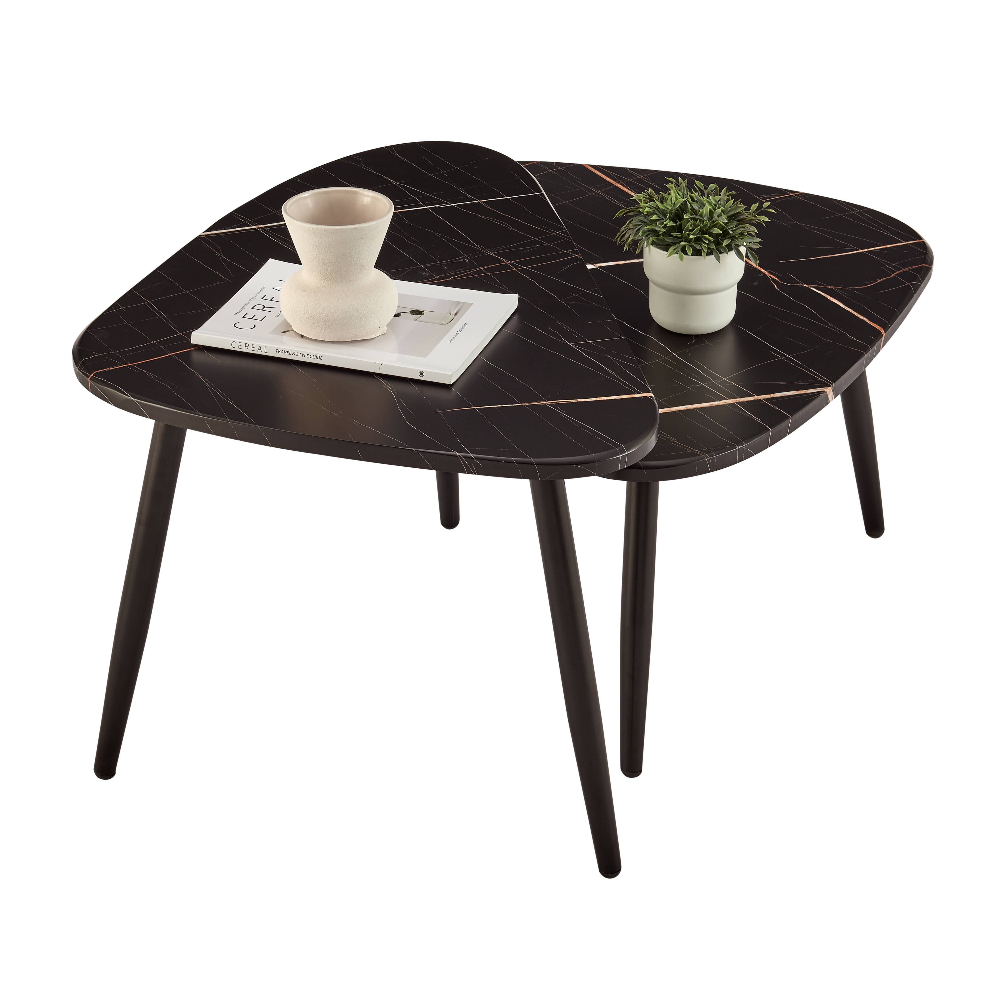 Danya B - Vente Tables basses - Ensemble de 2 tables basses semi-emboîtables ovales en forme de goutte d'Aurora22