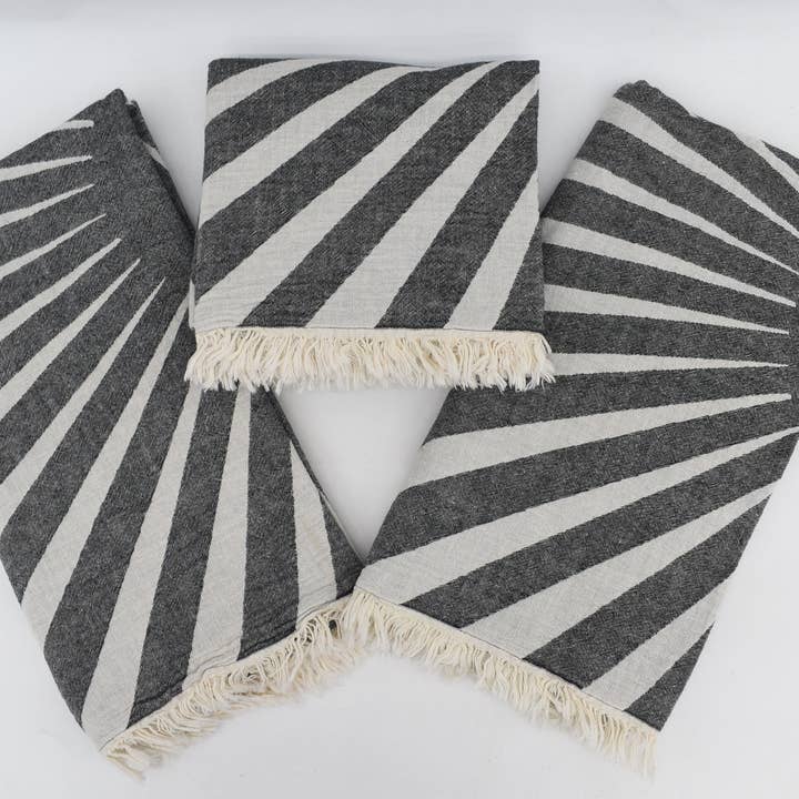 Organic Turkish Towels - Wholesale Picnic Blanket - Black Turkish Towel, Elegant Picnic Blanket8