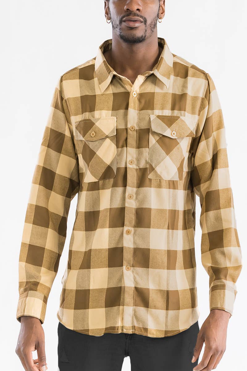 WEIV - Wholesale Button Down Shirt - Men's - FL111 Checkered Long Sleeve Flannel Button Down Shirt6