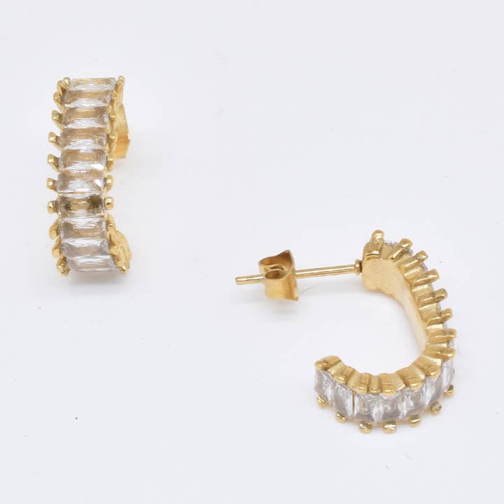 Boucles d'oreilles strass en acier - BO100203 pour la vente par Kapyco