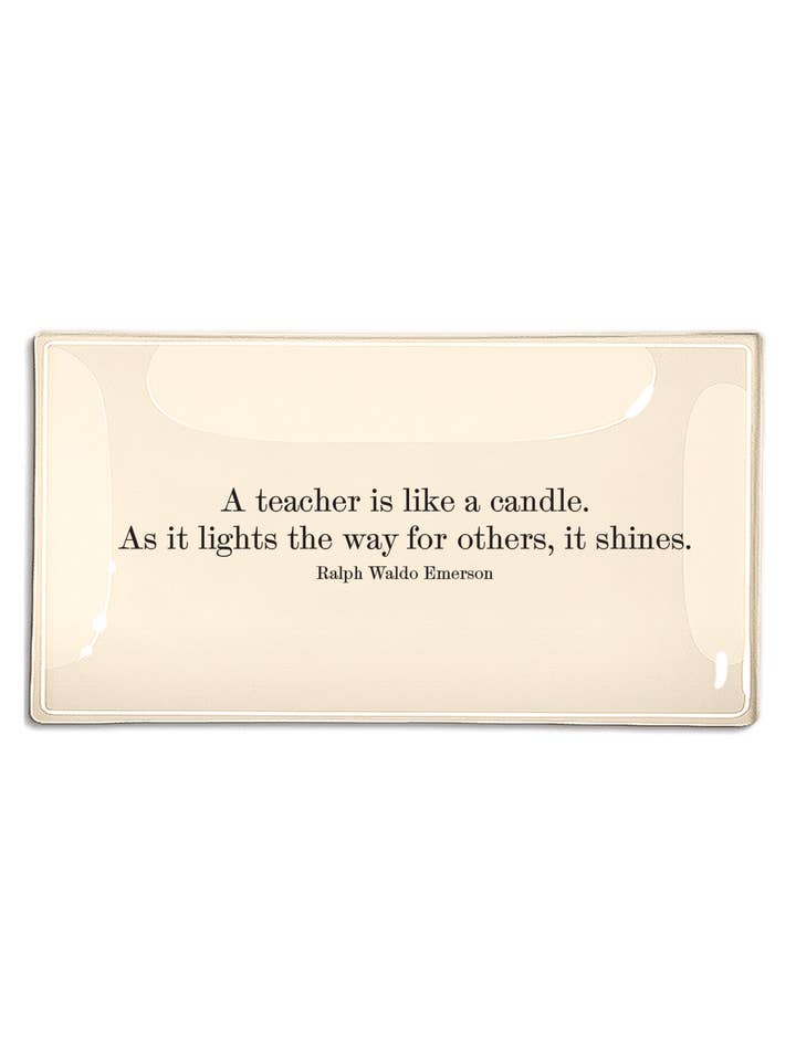 A Teacher is Like A Candle Decoupage Glass Tray for wholesale by Ben's Garden