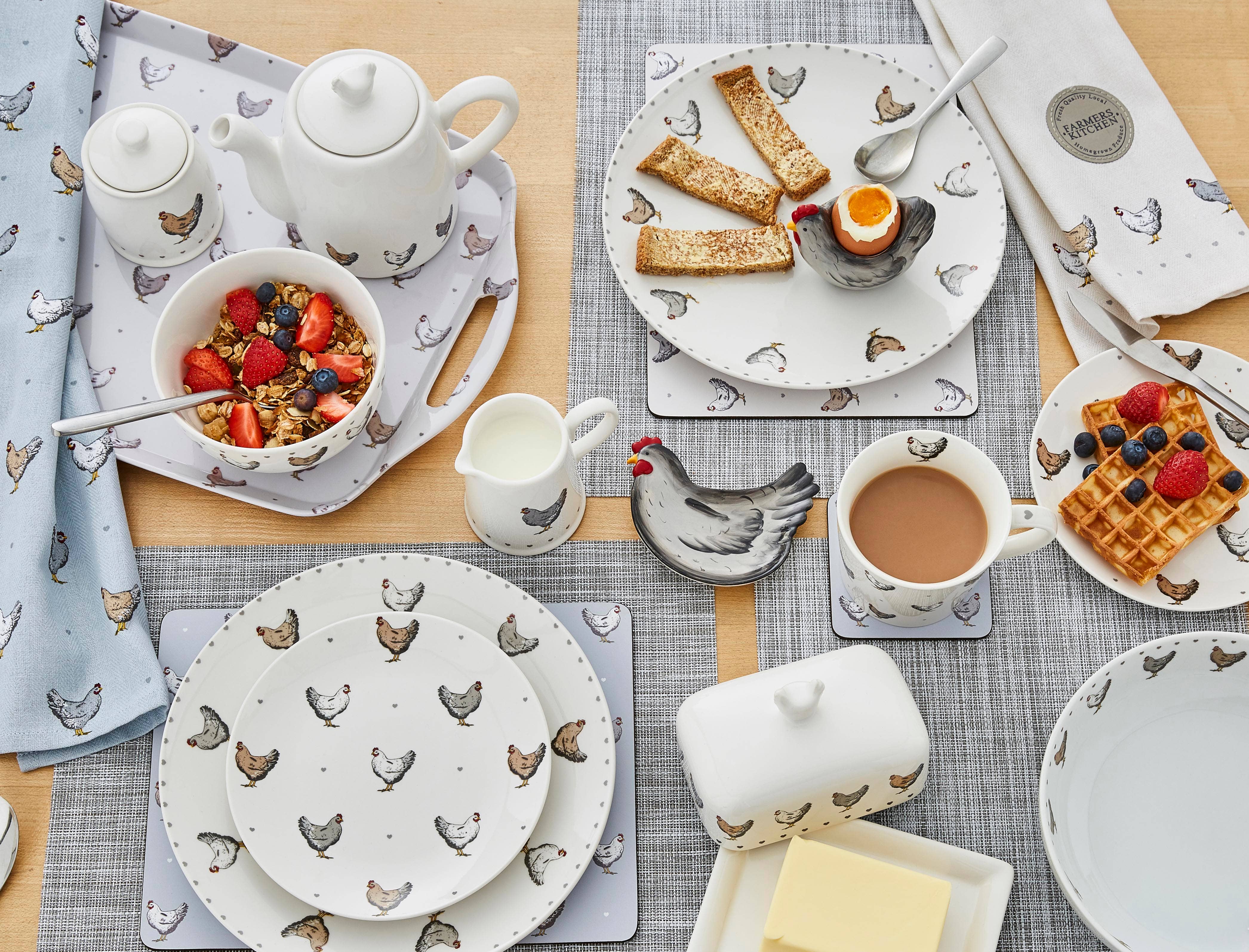 Multi Lot de 3 torchons Farmers Kitchen par Cooksmart England en vente sur Faire2