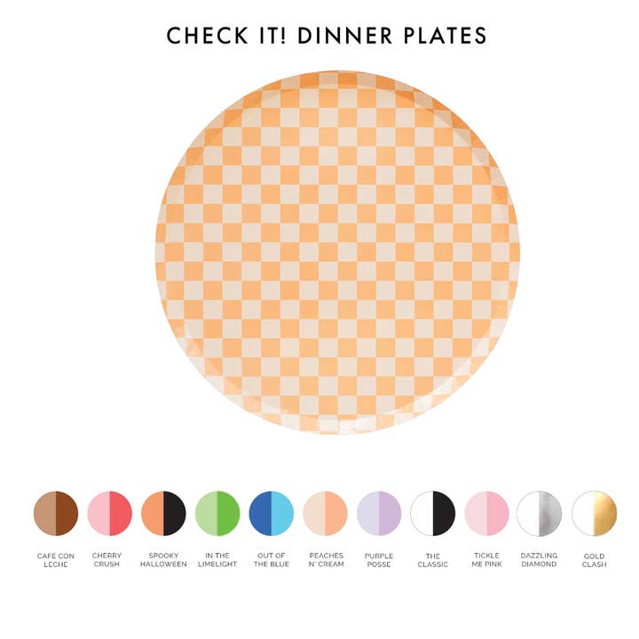 Jollity & Co. + Daydream Society - Wholesale Disposable Plate - Check It! Dinner Plates - 8 Pk. - 11 Color Options