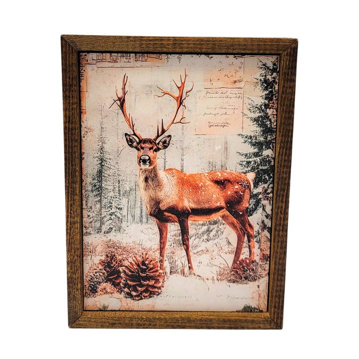 Décor d'hiver avec chute de neige fraîche et rennes - Décor de fête pour la vente par Home Accents By Driftless