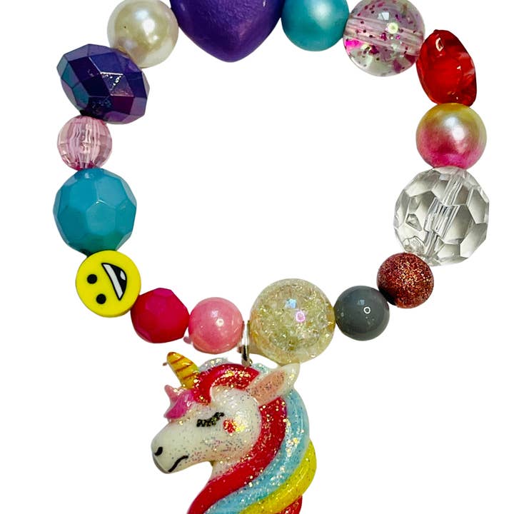Sadie’s Moon - Wholesale Beaded Bracelet - Kids - Kids Unicorn Stretch Bracelet Multi Bead