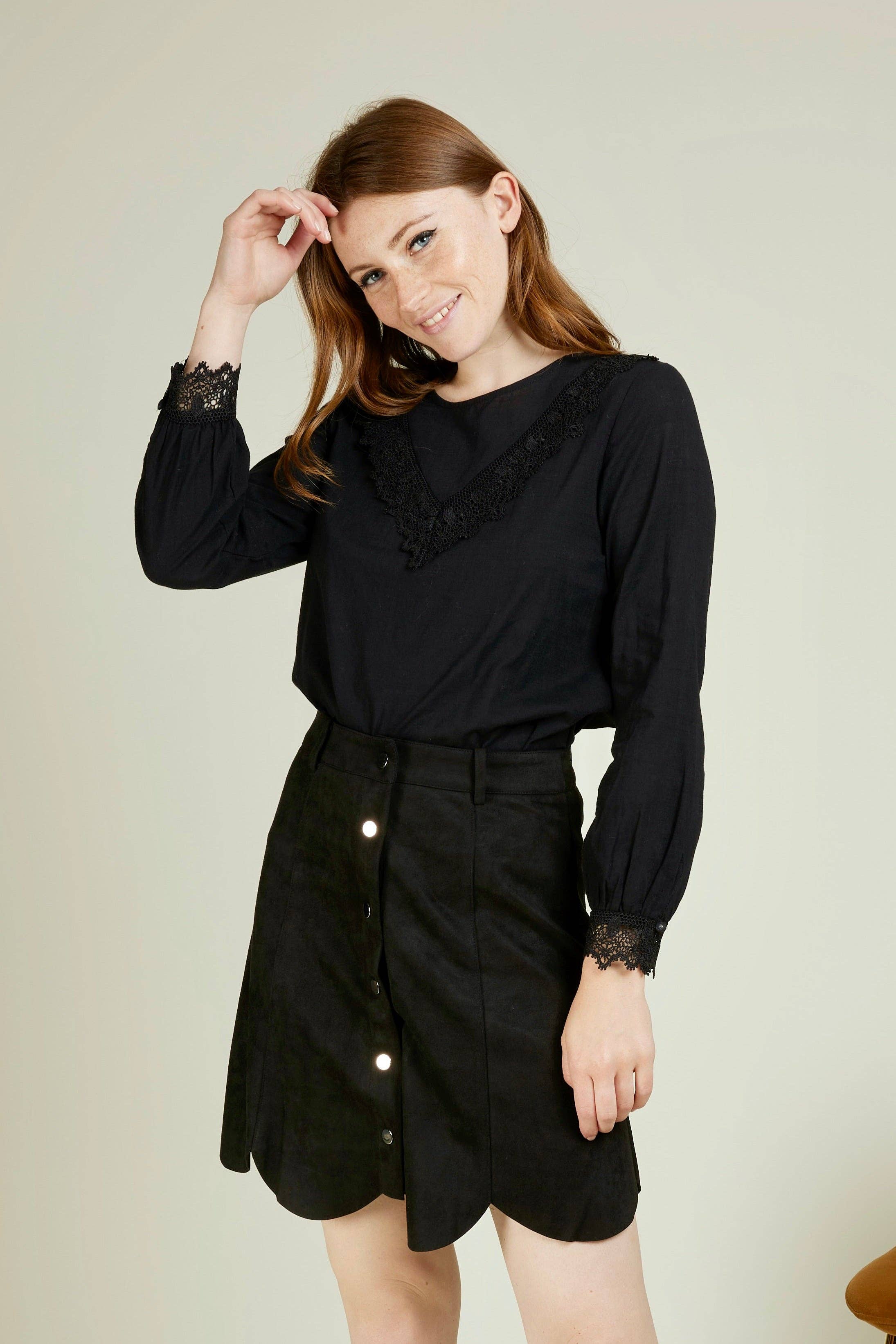 Andy & Lucy - Vente Jupe – femme - JOHAN - Jupe courte en suedine coupe tulipe12