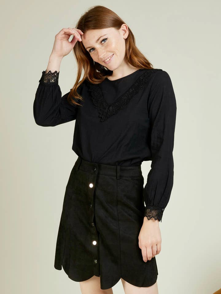 Andy & Lucy - Vente Jupe – femme - JOHAN - Jupe courte en suedine coupe tulipe12