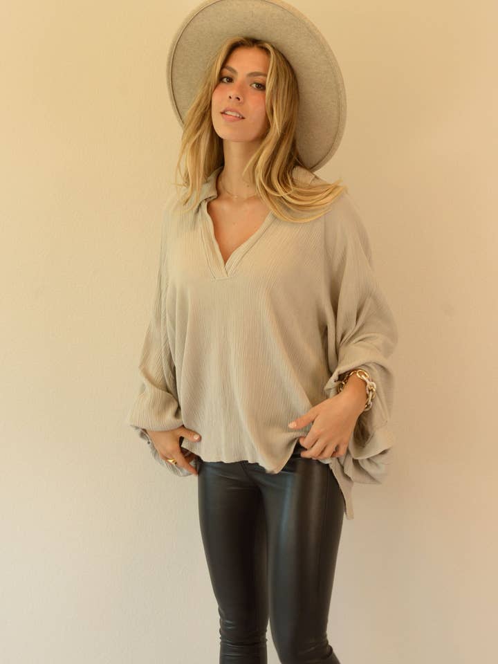 Ambiente - Wholesale Blouse - Women's - WASHED BALLOON BLOUSE-T2309EL74159