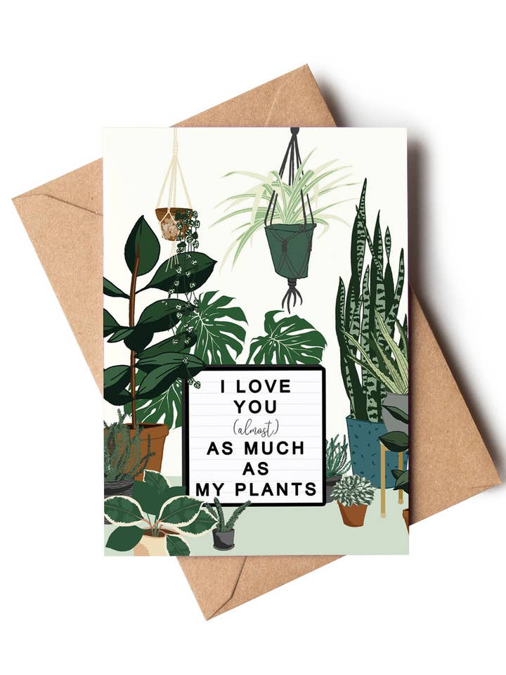 I Love You Plants Houseplant Lover Valentines Day Card for wholesale by Wildwood Paper