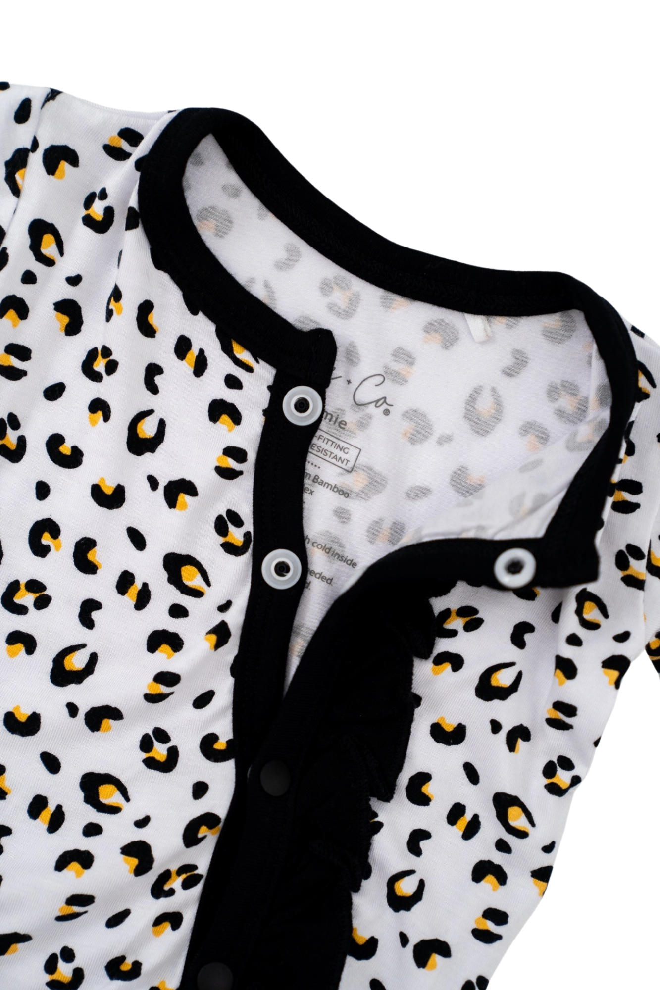Laree + Co. - Wholesale Sleepsuit - Baby - Allie Leopard Bamboo Ruffle Convertible Footie6
