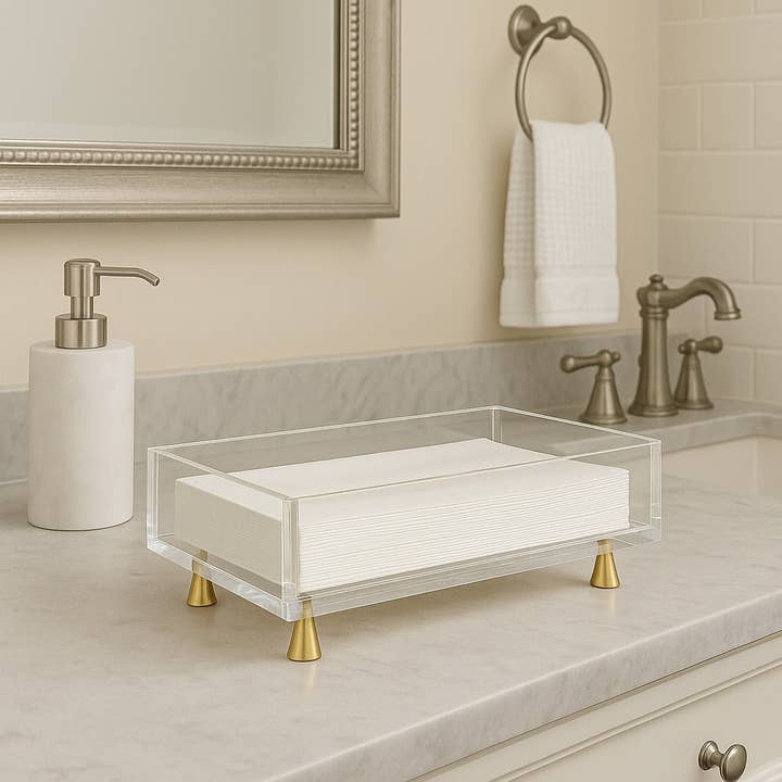 Maven Home - Wholesale Napkin Holder - Footed Guest Towel Holder, Gold1