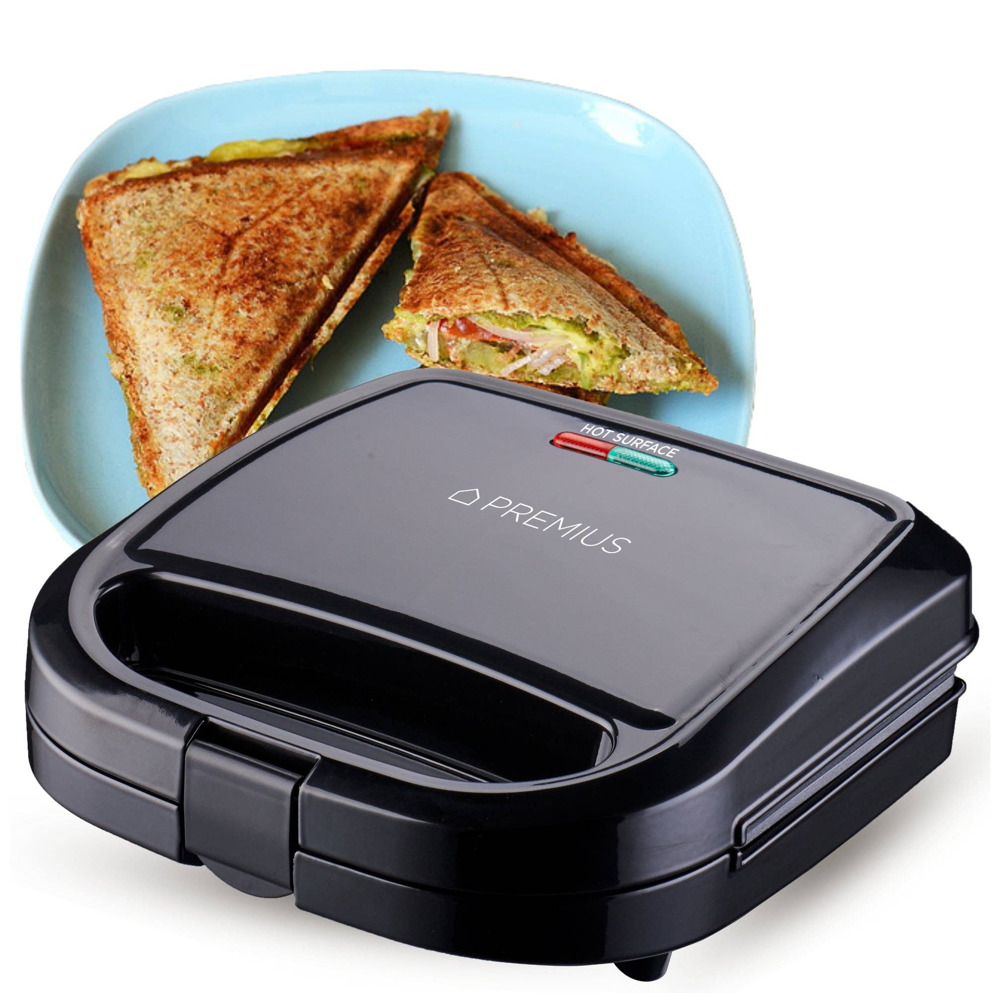 ShopBobbys - Wholesale Kitchen Appliance - PREMIUS Ceramic Non-Stick Double Slice Sandwich Maker, 8.25x4.75 Inch Mold12