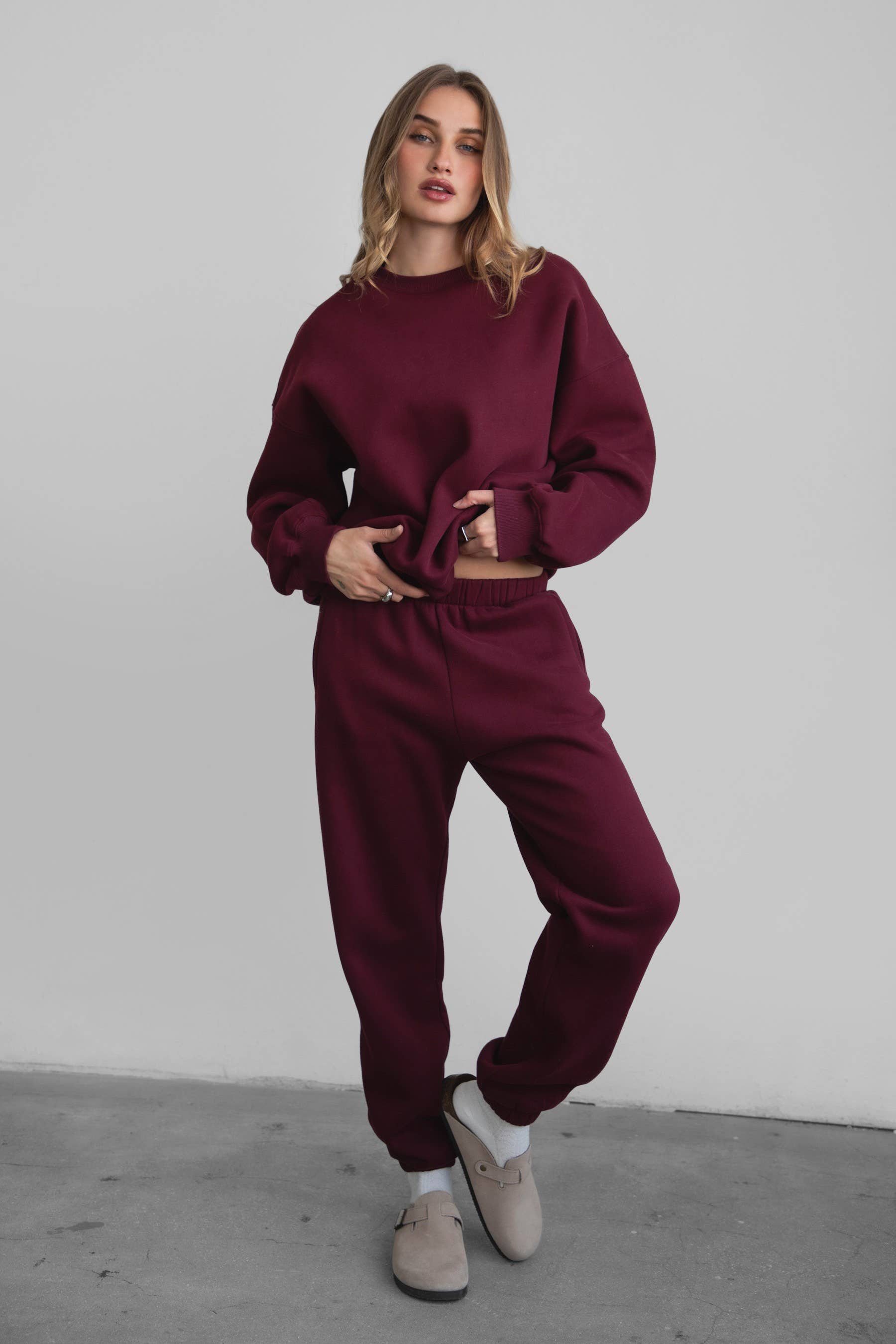 TICTOC - Vente Pantalon d'intérieur/de jogging – femme - DOVE Pantalon de jogging en polaire peluche à taille haute avec poches0