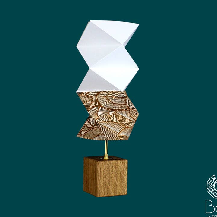 Origami lamp with brown foliage patterns for wholesale by Ben Artside