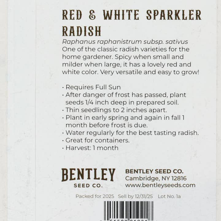 Bentley Seed Co. - Wholesale Plant Seeds - Radish-Sparkler 18801