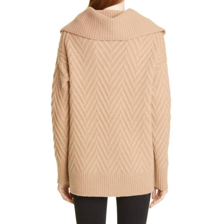 Khangri Textiles - Wholesale Knit Sweater - Women's - Chevron Pattern Cashmere Cowl Neck Sweater1