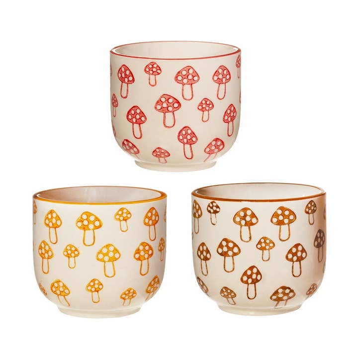 Mushroom Print Mini Planters Assorted for wholesale by Sass & Belle Europe