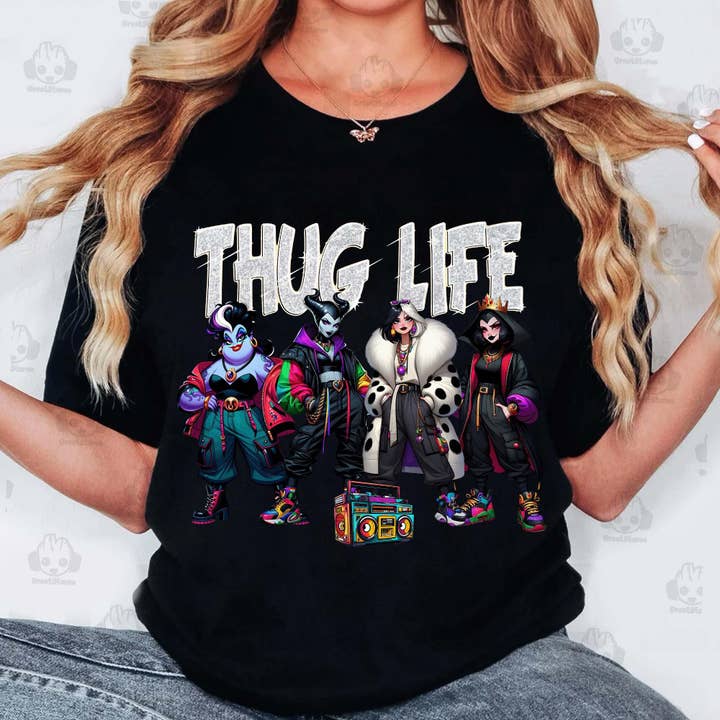NVC Ecommerce LLC - Vendita all'ingrosso Maglietta stampata - Donna - Maglietta del film horror Thug Life, maglietta Friends Horror Characters