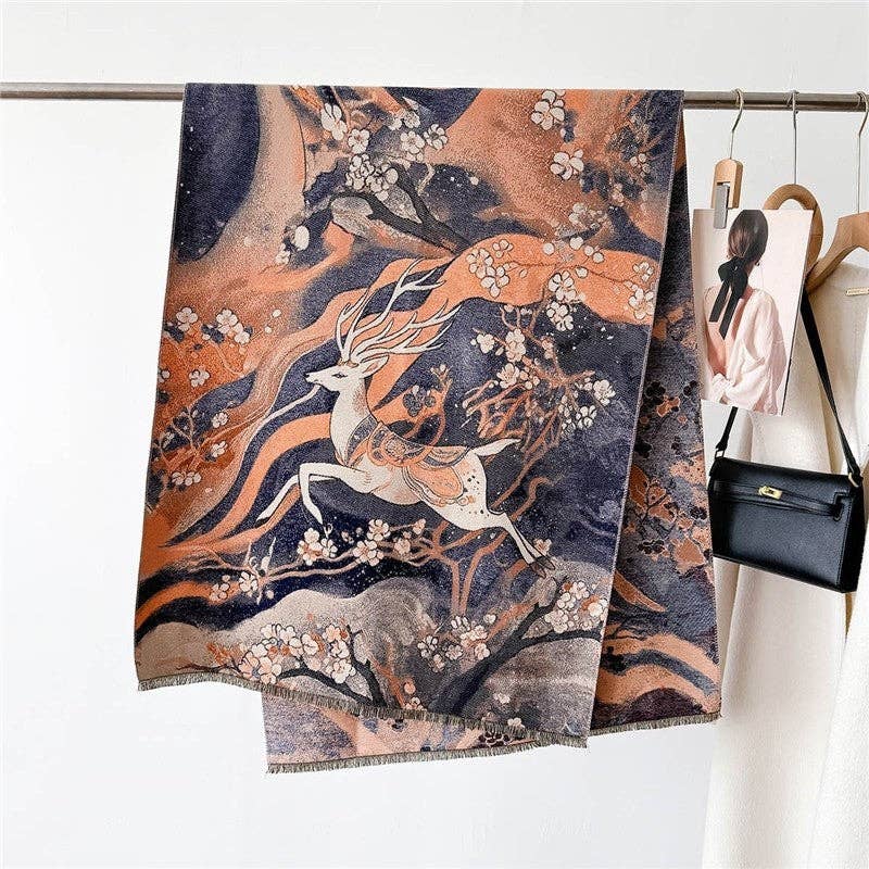 Ekartini - Wholesale Scarf - Women's - Printed Fringed Cashmere-Like Scarf1