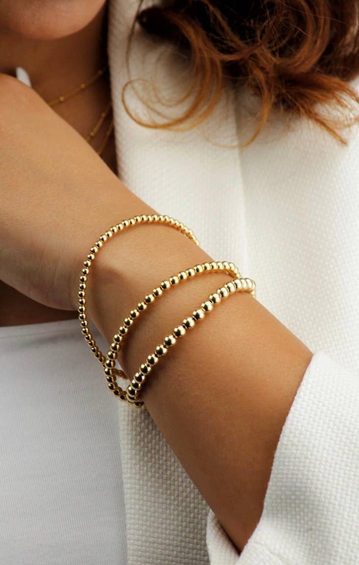HoopLa - Wholesale Beaded Bracelet - Beads-Stacking Stretch Bracelets Steel Gold 14K  Waterproof4