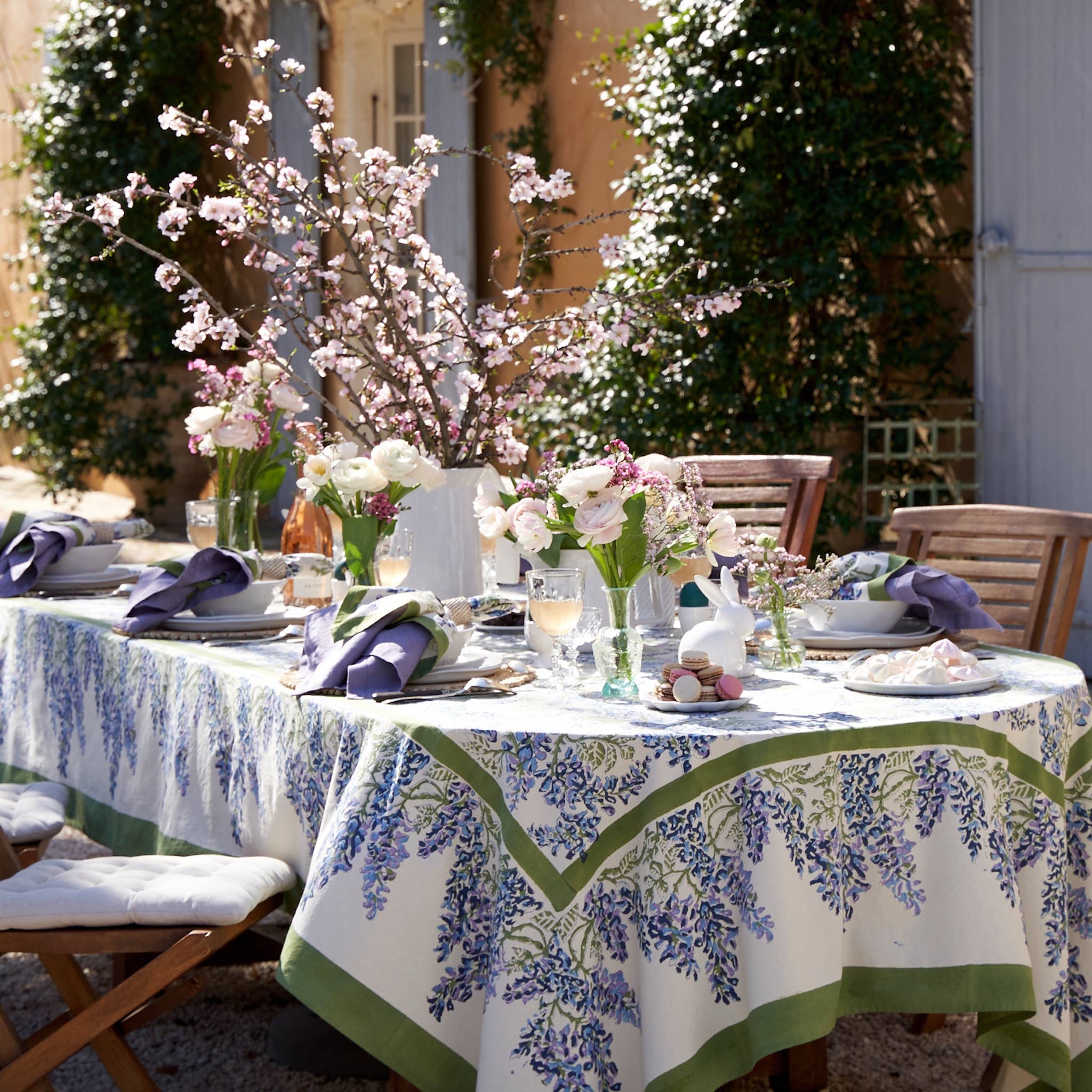 Couleur Nature - Wholesale Tablecloth - Wisteria Blue & Green | Tablecloth16