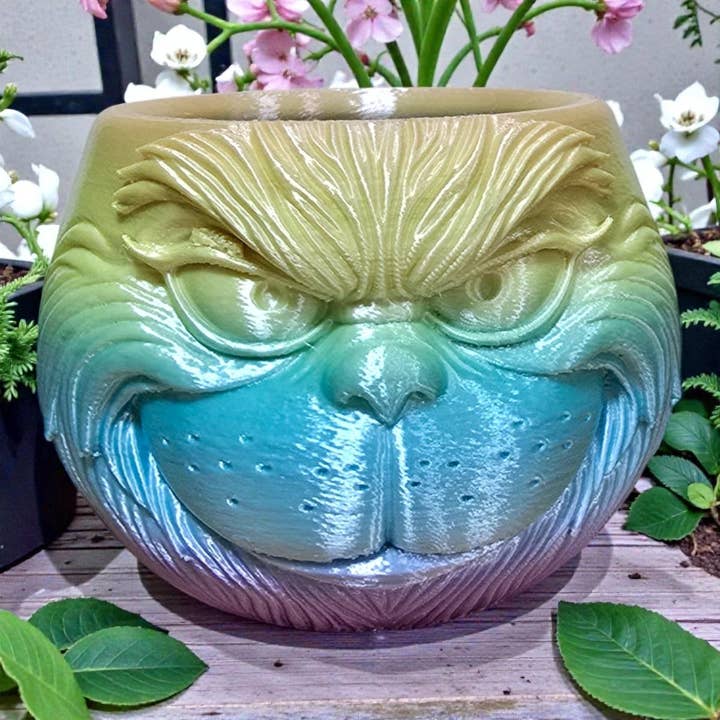 Pot de Planteur Visage Grinch - Pot de Fleur Coloré ou Porte-crayon pour la vente par PerfectionIn3D