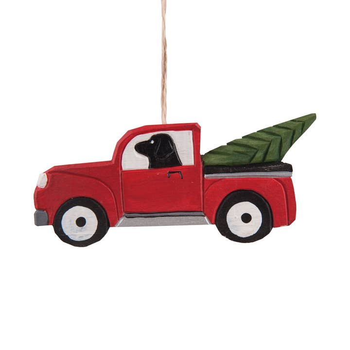 Christmas Black Lab Dog In Pickup Truck Ornament for wholesale by C&F Home