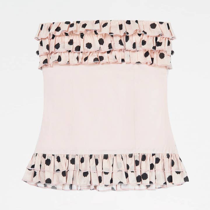 Noctis Beige Polka Dot Print Top for wholesale by CARMEN SAYS