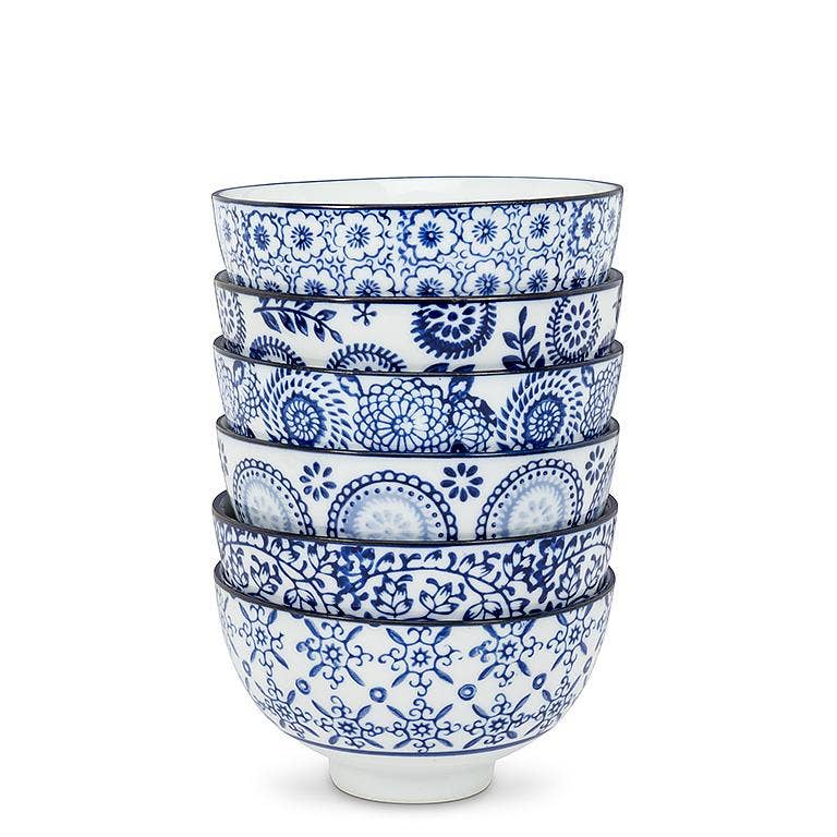 Abbott - Venta al por mayor Tazón - Cuenco de arroz azul/blanco-6Asst-4"D-14692