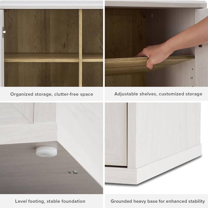 Blake Contemporary White Oak Arched Storage Cabinet for wholesale on Faire3