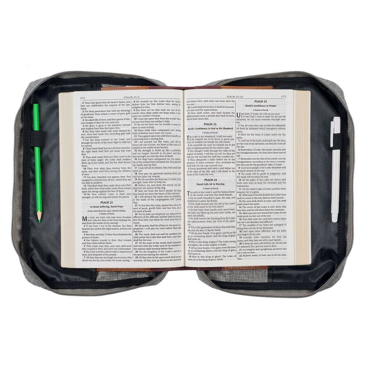 Christian Art Gifts - Vente Couvertures pour bible - Couverture de la Bible Value Gray Strong & Courageous Jsh. 1:94