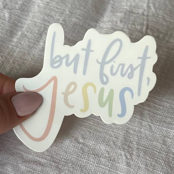 Mas Primeiro Jesus Sticker, Christian Sticker, Autocolante Bíblia por atacado de Scarlet Sunday Design Co
