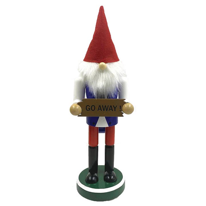 Santa’s Workshop Inc. - Wholesale Christmas Decoration - 12" Go Away Gnome Nutcracker