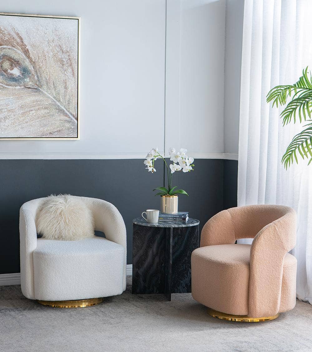 A&B Home Group Inc. - Vente Chaises - Fauteuil tonneau pivotant orange avec dossier surélevé 26,5x29,5x29,5"12