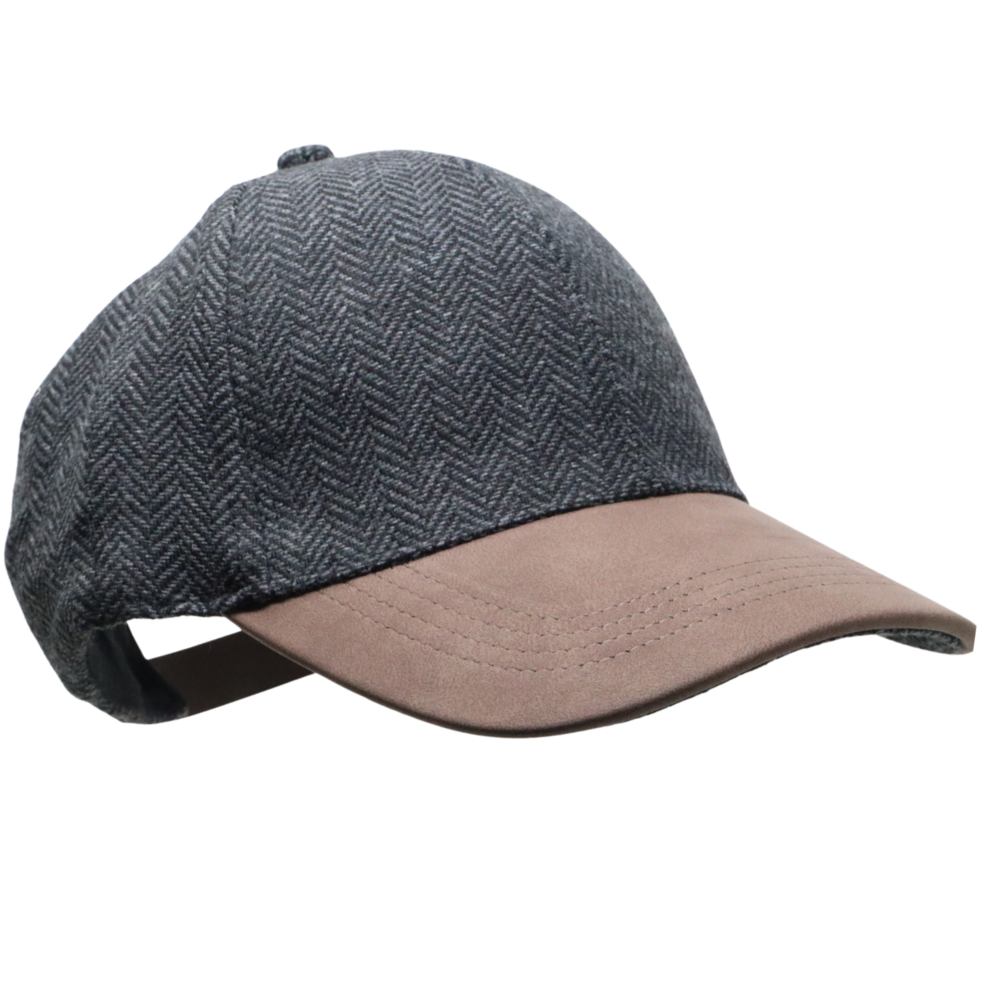 Alba Wholesale - Wholesale Baseball Cap - Women's - Herringbone Tweed Baseball Cap with Contrast Suede Peak.3