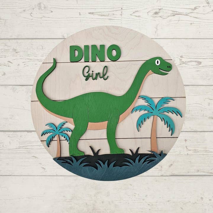 Personalized Dinosaur Name Sign – Birch Wood Kids, Nursery, or Playroom Decor for wholesale by Southcoast Lasersmith