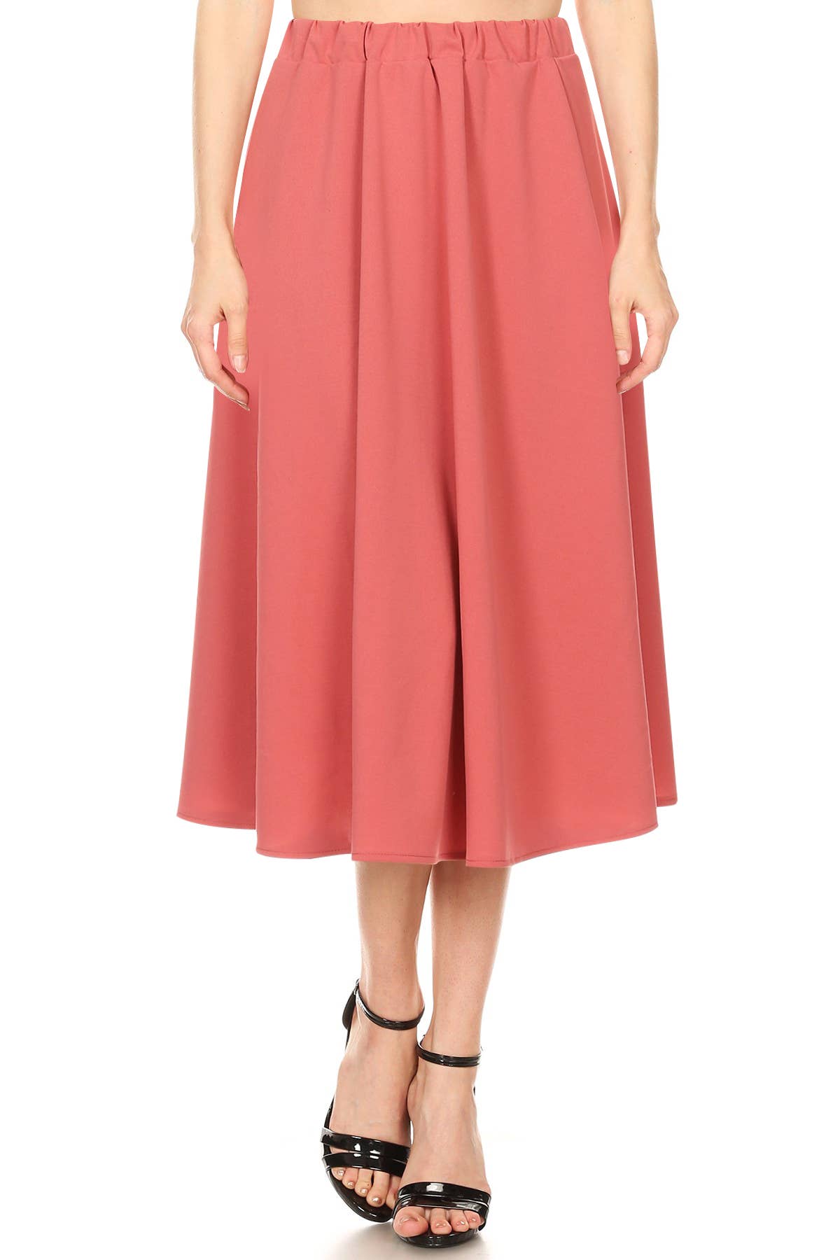 MOA COLLECTION - Vente Jupe – femme - Femme Casual Trapèze Plissée Solide Jupe Midi10