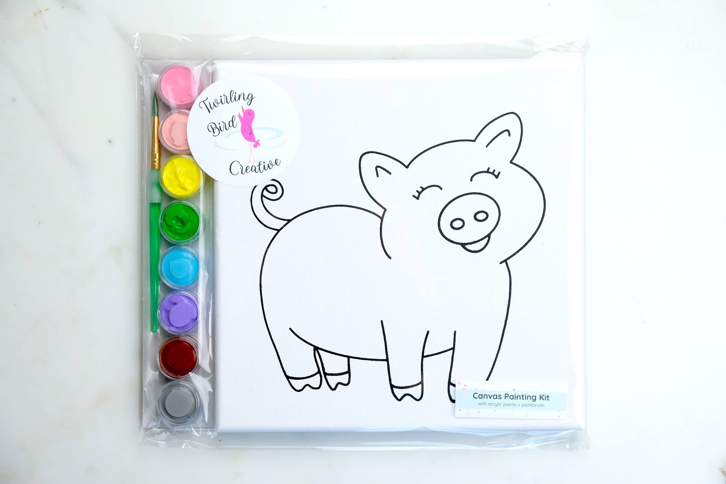 Twirling Bird Creative - Wholesale DIY Craft Kit - Kids - Canvas Painting Kit - Piggy2