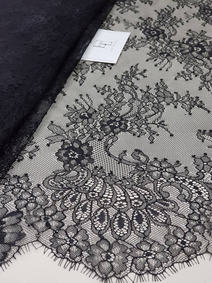 Svart spetsmaterial, Chantilly-spets, brudspets för wholesale av Lace To Love