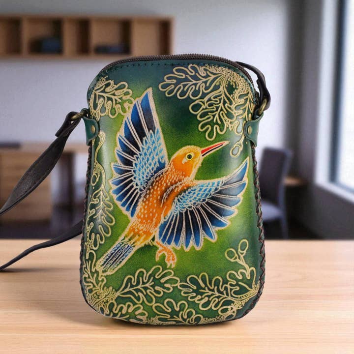 Sunflower Handmade leather inc – wholesale Axelväska - Dam – läder Hummingbird Pouch handväska handväska acrossbody2