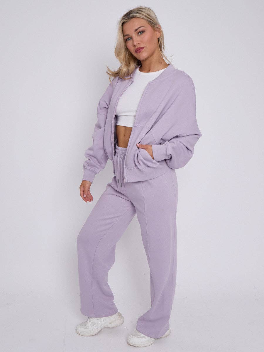 AX Labels - Wholesale Top & Pant Set (NOT Loungewear) - Women's - Oversized Bomber Style Fleece Zipper Co-ord23