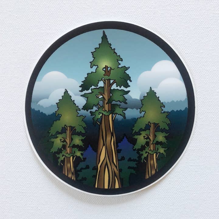 Autocollant Redwoods Forest pour la vente par Maia Negre