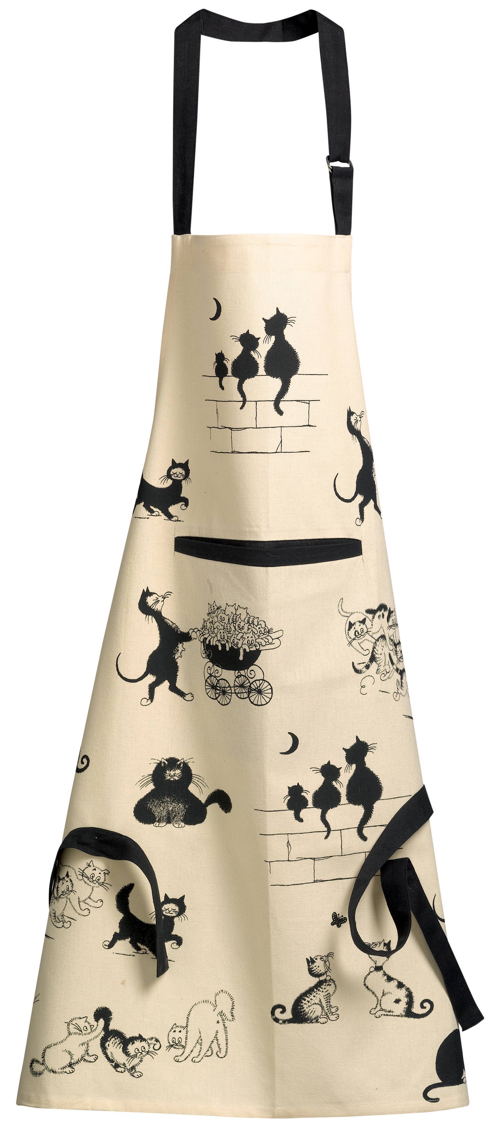 Maison Vivaraise & La Cerise sur le Gâteau - Wholesale Apron - Dubout 3 Cats Printed Apron Beige 72 X 850