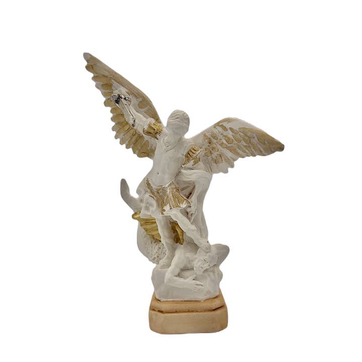 Costa Articoli Religiosi - Venta al por mayor Figura decorativa - Estatua de San Miguel Arcángel cm. 13 en resina blanca